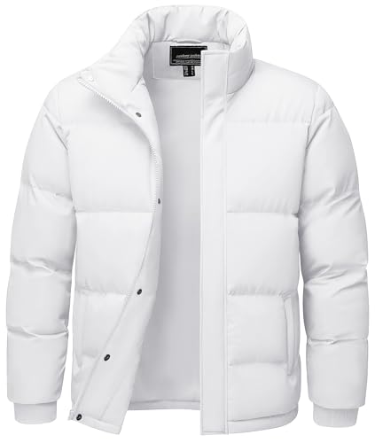 Cotrasen Men's Puffer Jacket Warm Down Jacket for Men Winter Coats Lightweight Water Resistant Insulated Jacket White M
