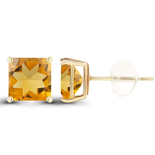 Solid 14K Gold 6mm Square Genuine Birthstone Stud Earrings For Women | Hypoallergenic Studs | Natural or Created Gemstone Stud Earrings For Women2