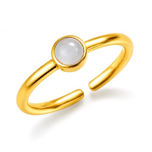 Natural White Agate Ring for Women 925 Sterling Silver Adjustable Open Ring - image 1