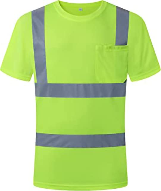 adhyah TrendyUniform Hi-Vis Reflective Safety T-Shirt with Pocket Breathable Fabric Used for Outdoors, Trekking, Night Cycling, Construction (Neon Green, Small) (B0C5XP898T) Amazon Price History, Amazon Price Tracker