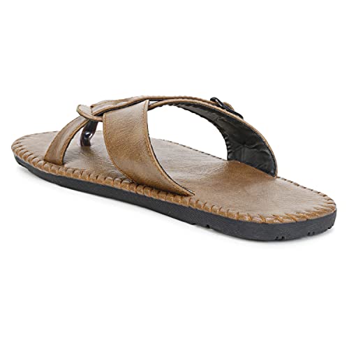 Image of Emosis Men's Faux Leather Slipper - Flat Chappal cum Thong Sandal - For Daily Use Outdoor Indoor Formal Office Home Ethnic Casual Wear