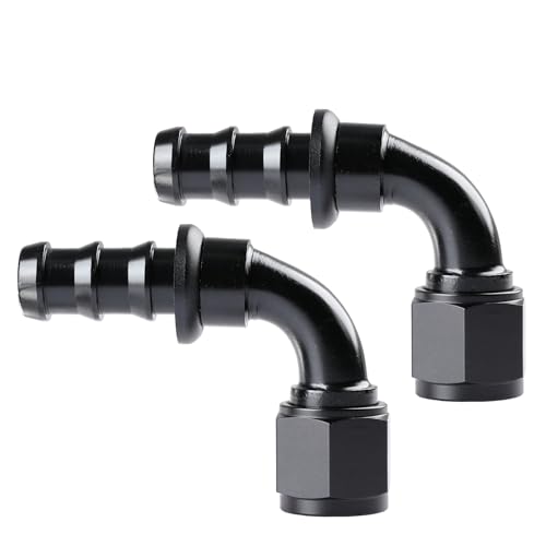 Ucreative 10AN 90 Degree Push Lock Hose Fitting End Black 2PCS