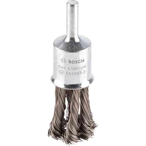 Bosch 1x PRO Stainless Steel Longlife Topfbürste, gezopfter Draht für 6‑mm-Zylinderschaft und Bohrer (Ø 19 mm, Professional Zubehör Bohrmaschine/Schrauber)