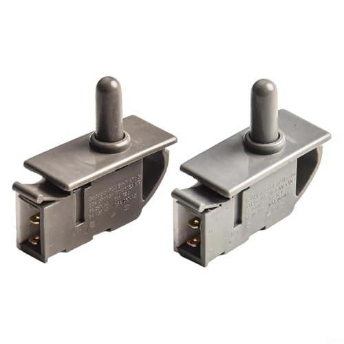 Interruptor de botón para luz de puerta de refrigerador, clasificación de 250 V/125 V, tamaño compacto 32,6 x 18,5 x 15 mm, gris, juego de 2