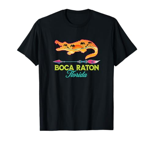 Boca Raton Florida Sun Alligator Vacation Novelty Souvenir T-Shirt