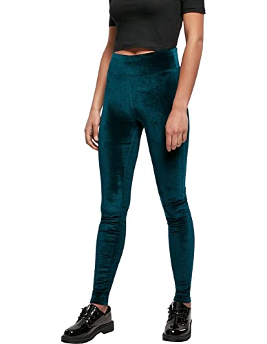 Urban Classics Ladies High Waist Velvet Leggings, Verde petróleo, L para Mujer