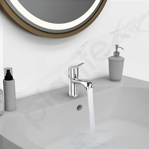 Image of Plantex Pillar Tap for Bathroom with Water Saving Aerator and Brass Spindle /Wash Basin Tap with Teflon Tape /Single Lever Water Tap - (Rio-Chrome)