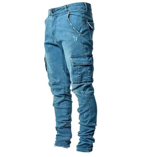Pantalones de mezclilla de moda, casuales, rectos, con bolsillos, botón y cremallera, para hombre, de color sólido, pantalones ajustados, jeans con bolsillos laterales, jeans de algodón originales | Ya disponible en tu tienda friki favorita! En mundofriki.es!