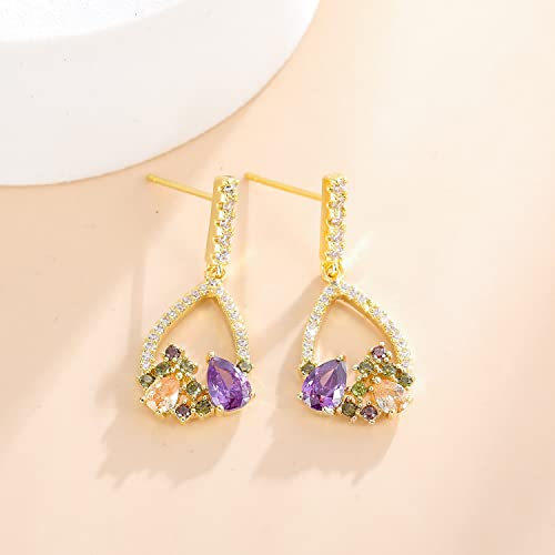 Boucle d'oreille femme en goutte avec pierre incrustée chic - 7