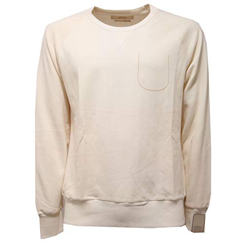 CRUNA 5291AC felpa uomo ivory, sweater men 100% coton de mi-saison