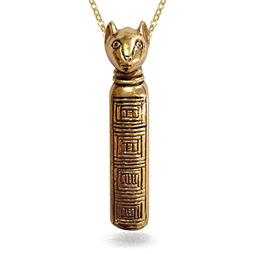 MUSEUM REPRODUCTIONS Egyptian Goddess Bastet Cat Necklace - 18" - Made in USA