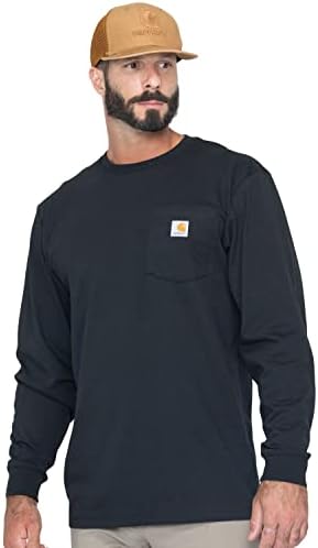 Carhartt Men's Loose Fit Heavyweight Long-Sleeve Pocket T-Shirt, Black, REG-2XL