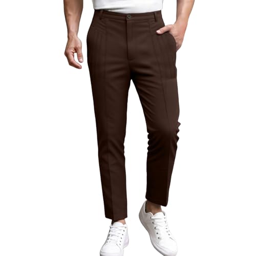 Men's Slim Fit Casual Pants Elastic Waist Comfortable Daily Wear Jogger Trousers for Spring Mens Pocket