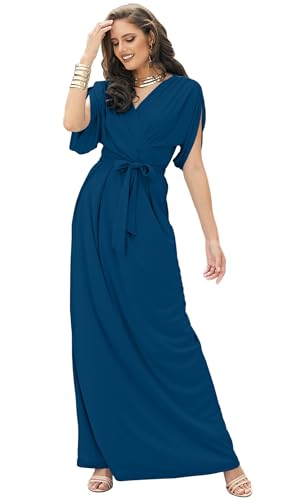 Image of KOH KOH Womens Long Pleated Flowy Modest Evening Wedding Guest Maxi Dress