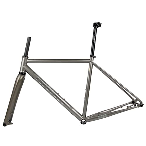 HIMALO Cr-Mo Steel Road Bike Frameset Disc Brake Road Cyclocross Frame Thru Axle 100/142mm Internal Routing Frame with Carbon Fork 44/47/50/53/56CM(47cm)