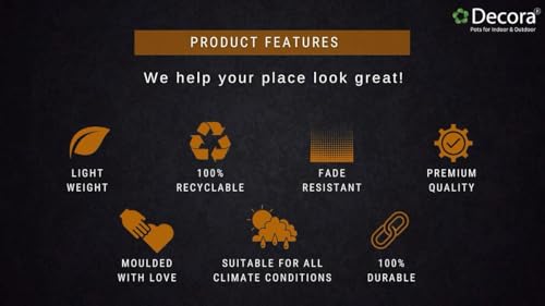 Cool Fiber Pot marble look Roto Moulding Flower Pot with Bottom Tray Suitable for Home and Garden (Stone Grey) (12 INCHES) || Pots for Plants || Lightweight || Indoor-Outdoor || Plant Directly ||