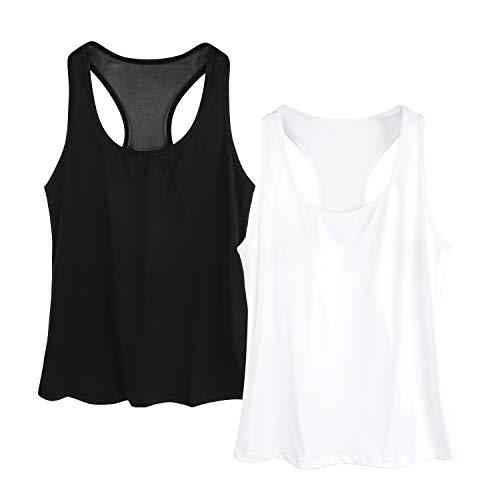 VEQKING Racerback Wokout Tank Tops for Women Compression Base Layer Moisture Wicking Mesh Back Activewear