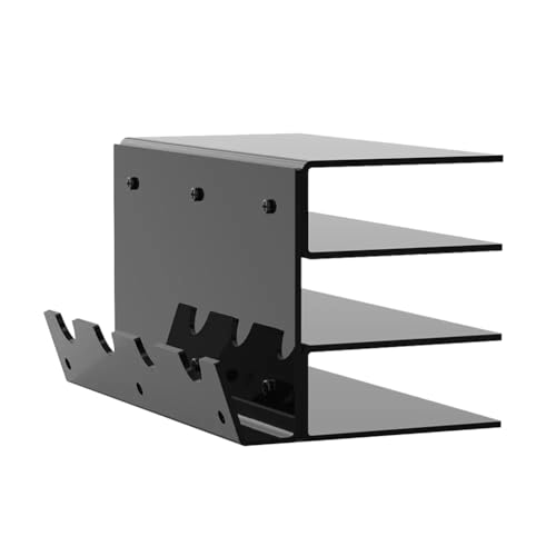 Soporte de 3 niveles de acrílico negro para exhibir y almacenar teclados de forma vertical
