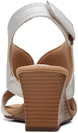 Clarks Women's Kyarra Aster Wedge Sandal, White Leather, 7.5 | Image 5