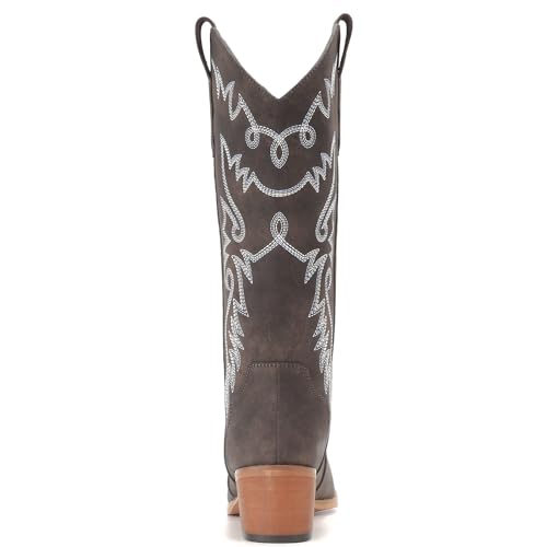 Image of IXU Cowboy Boots Women Pointy Toe Women's Mid Calf Western Cowgirl Boots | Casual Boots