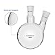 Labasics Glas 500ml Rundkolben mit 2 Hals RBF, 2 Neck Round Bottom Flask mit 24/40 Mittlerer und Seiten Konus Joint - 500ml