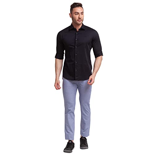 Image of Colorplus Men's Poly Cotton Blend Yarn Dyed Pattern Contemporary Fit Flat Front Casual Trouser