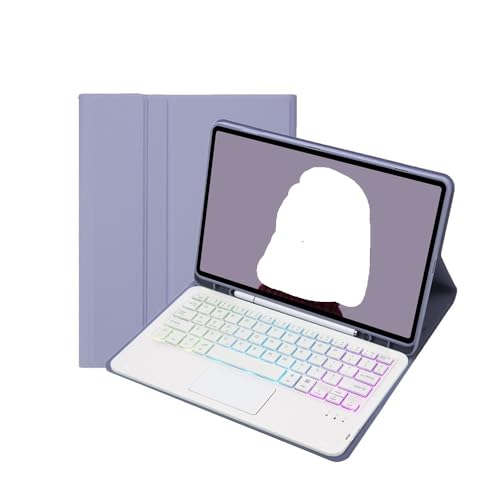 Luopan �^�u���b�g�P�[�X�ƃJ�o�[, ���U�[�\�t�g�P�[�X�A�y���X���b�g�t���ARGB QWERTY�L�[�{�[�h�AiPad Air 11(M2/M3)air4/5 10.9�C���`���j�o�[�T���ɑΉ�(Dark Purple+RGB Touch Keyboard