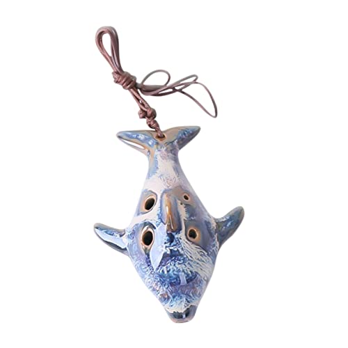 GOOHOCHY Instrument Shaped Pack 6 Holes Ceramic Flute Whistle for Music Learning Classic Whistle Colorful Random Color