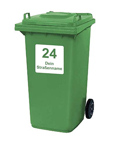 Mülltonnen Aufkleber personalisierbar 3 Stück Schilder Größe 20 cm x 20 cm