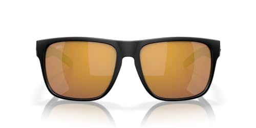 Costa del Mar Spearo XL Fishing and Watersports Sunglasses, Matte Black/Gold Mirrored 580G, 59 mm