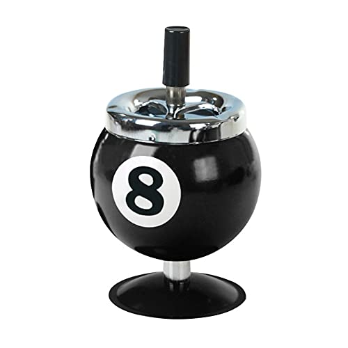 Surakey Billiards Ball Ashtray Pressing Style Metal Ashtray with Spinning Tray Creative Rotating Ashtray Detachable Ash Tray with Lid Windproof for Indoor Outdoor Use Black
