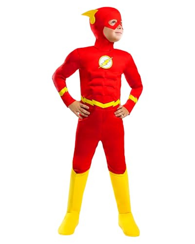 Funidelia | Disfarce de flash deluxe oficial para menino tamanho 5-6 anos super-heróis, DC Comics, Justice League - Cor: Vermelho - Licença: 100 % oficial - disfarces e acessórios divertidos