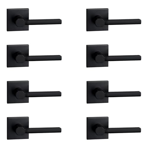 Image of NEWBANG Single Sided Dummy Door Handle for Closet or Pantry, Non-Turning Matte Black Reversible Interior Push /Pull Lever, HD1601-DB-Dummy-8P