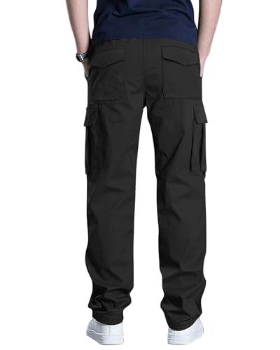 Men's Cargo Pants Casual Straight Leg Sweatpants Drawstring Elastic Waist Men Pants with 6 Pockets Hiking Pants3