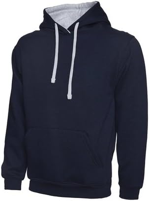 Uneek Clothing Men’s Plain Contrast Hooded Sweatshirt Top Xxx-Large Navy/Heather Grey