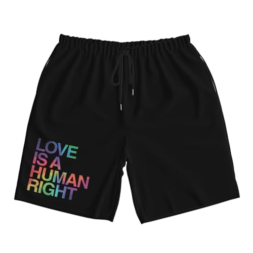 Love is Human Right LGBT Gay Pride Mens Swim Trunks Quick Dry Board Shorts 7" - Hawaii Beach Swimwear2