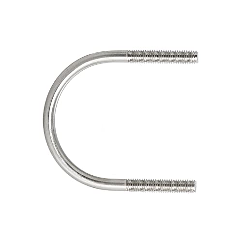 Image of Round U-Bolts 1.89 inch(48mm) Inner Width M6 Thread 304 Stainless Steel Silver with Plates Nuts Flat Washers for Car /RV /Trailer Bumper, 2Pcs