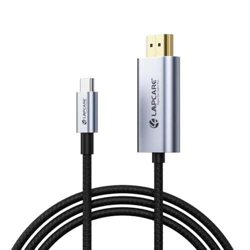 Image of Lapcare Type C to 2.0 HDMI Cable, 4Kx2K@30Hz UHD Resolution, 1.5 Mtr, 5GBPS Transmission Speed, High-Speed, Male to Male, Compatible with TV, Laptop, Type-C Smartphone, Projector, etc