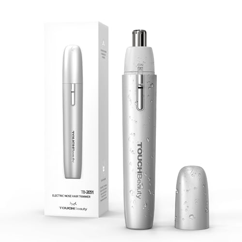 TOUCHBeauty Electric Nose and Ear Hair Trimmer, Silver Painless Dual Use Groomer for Men & Women, Hypoallergenic Round Tip, Travel Friendly and Easy Clean