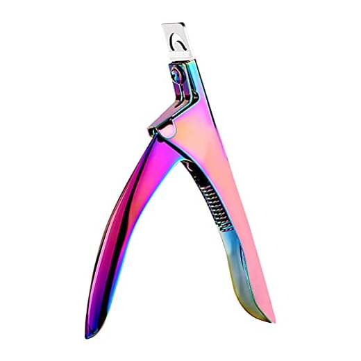 Cortaúñas Postizas de Acero Inoxidable, Cortador de Uñas Profesional Cortaúñas Cápsulas, Cortaúñas para Uñas Postizas y Uñas de Gel(Arco Iris)