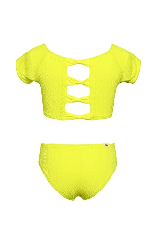 Image of Hobie Girls' Cap Sleeve Bralette Bikini Top & High Waist Bottom Swimsuit Set