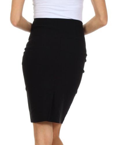 Knee Length High Waist Stretch Pencil Skirt2