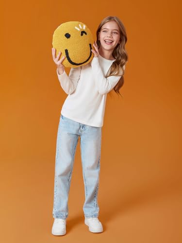 Haloumoning Girls Long Sleeve Shirts Kids Crewneck T-Shirts Fall Tops Tees 5-14 Years3