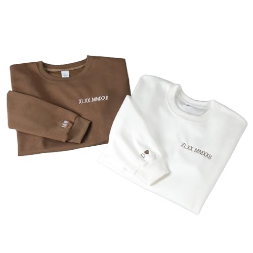 Personalized Roman Numeral Date Hoodie, Custom Roman Numeral Date with Couple's Initial Embroidered Sweatshirt, Wedding Sweater, Custom Anniversary Date Couple Sweatshirt, Valentine Day Shirt