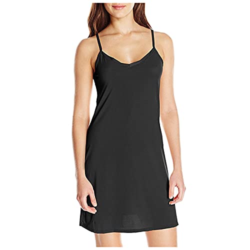Générique Fond de Robe Femme Longue Coton Jupon Bretelles Chemise de Nuit Sexy Slip Elégant Mini Droite Slim Estivale