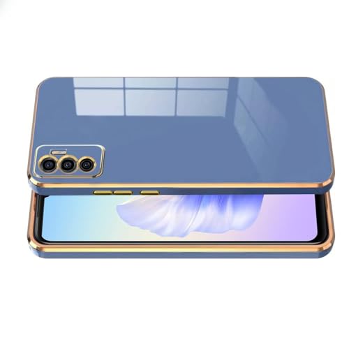 Image of for Vivo V23e 5G Plating Square Gold Frame Phone Case Luxury Soft Silicone Back Cover (for for Vivo V23e 5G (Blue)