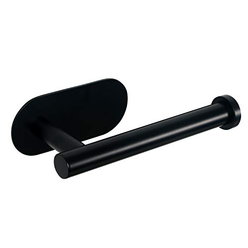 HouseAid Self Adhesive Toilet Paper Holder for Bathroom, No Drilling Stainless Steel Toilet Roll Holder, Matte Black
