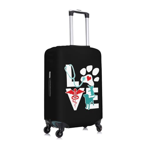 Veterinarian Love Cat and Dog Veterinary Travel Luggage Cover Suitcase Protector Fits 18-21 Inch Case(Black,S)2