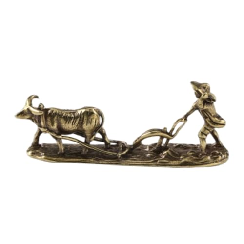 Figura de vaca de bronce miniatura para decoración miniatura 7