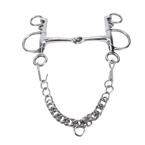 Jiawu Mors de Bordure de Cheval en Acier Inoxydable 304, avec Crochets Métalliques Renforcés pour Une Fixation Sécurisée et Une Conduite Obéissante, 5 Pouces